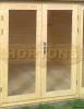 Log Cabin Fully glazed standard cabin single glazed double doors