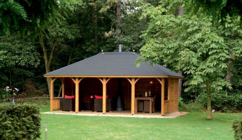 Log Cabin Wooden gazebo - 4.2 x 6.0m