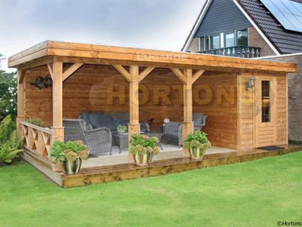 Log Cabin 6x3 m Lugarde Summerhouse with flat roof