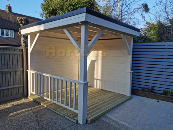 3m x 3m Hortons gazebo with pent roof and decking floor_1
